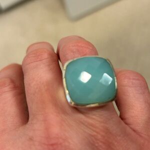 Blue chalcedony and Sterling silver ring - size 7-1/4